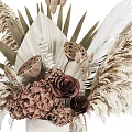 White Vase With Dried Flowers Arrangement Including Hydrangea Roses Pampas Grass And Palm Leaves
