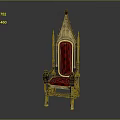 Ornate Single Sofa With Gothic Style Golden Frame And Red Tufted Upholstery