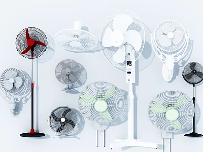 Various Air Cooling Fans With Different Designs And Color Options For Home Use 3d model