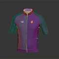 Blue Short Sleeve Cycling Jersey With Front Zipper And Brand Logos