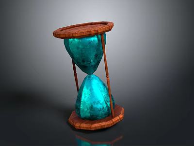 Elegant Decorative Hourglass With Wooden Frame And Teal Sand Design 3d model