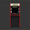 PAC-MAN Themed Retro Arcade Gaming Machine With Yellow Cabinet Screen Display And Cartoon Graphics