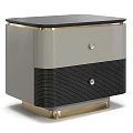 Modern Nightstand With Light Gray Black Textured Drawers Gold Frame and Round Knobs