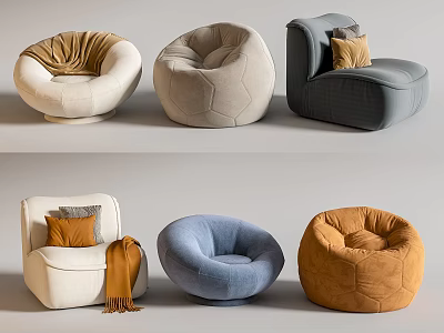 Comfortable Modern Bean Bag Chairs In Various Colors And Stylish Designs 3d model