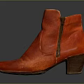Stylish Red Leather Ankle Boots With Zipper Design And Block Heel
