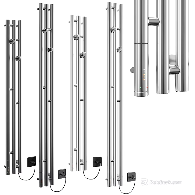 Modern Stainless Steel Bathroom Cabinet Rack With Multiple Shelves And Hooks 3d model 
