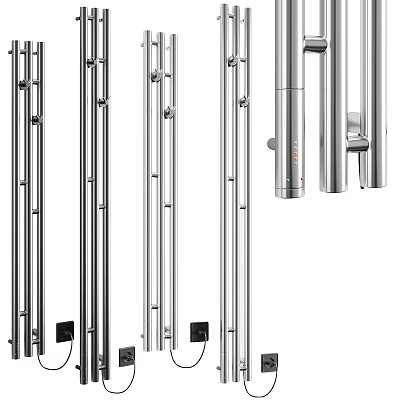 Modern Stainless Steel Bathroom Cabinet Rack With Multiple Shelves And Hooks 3d model