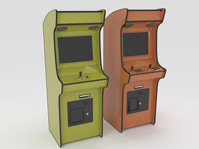 Two Green And Orange Arcade Machines Classic Entertainment Appliances For Gaming 3d model