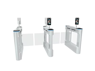 Modern Commercial Access Control Turnstiles With Silver Design And Display Screens 3d model