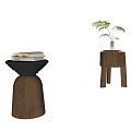 Quiet Antique Style Side Corner Round Side Low Stool Wooden Stool Dressing Stool 3d model