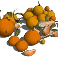 Fresh Ripe Oranges And Tangerines With Green Leaves And Peeled Segments