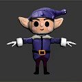 Cartoon Elf Character With Purple Outfit Hat Large Ears And White Gloves