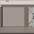 Modern TV Background Cabinet Design With Wooden Panels And Marble Accent