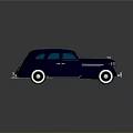 Vintage Dark Blue Car Featuring Streamlined Body White Wheels Front Grille And Reflection