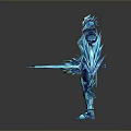 Blue Frost Warrior Armor With Spiked Crystalline Design And Glowing Details