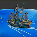 Vibrant Sailing Ship With Tall Masts Sailing On Blue Ocean With Seagulls