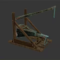 Hand Operated Hardware Tool With Wooden Frame And Metal Chain Components