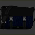 Navy Blue Black Messenger Bag With Leather Flap And Metal Buckles For Daily Use