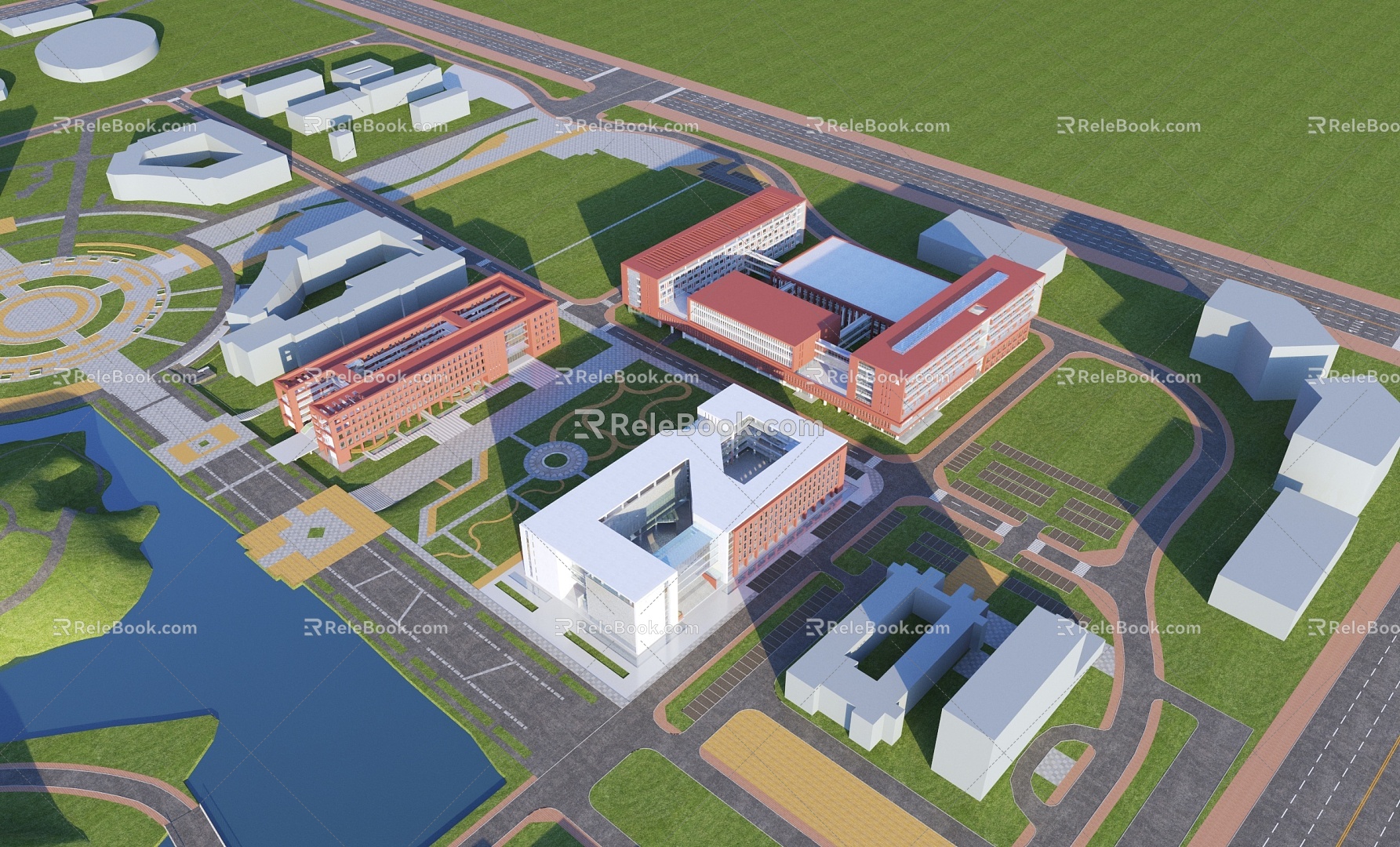 Bird's-eye view of an office building 3d model