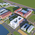 Bird's-eye view of an office building 3d model
