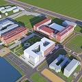 Bird's-eye view of an office building 3d model