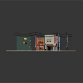 Colorful Small Town Buildings With Storefronts Street Lamps And Paved Roads
