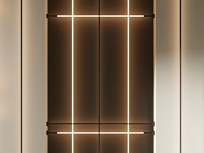 Modern Luxury Door Panel With Strip Lighting And Metal Frame Design 3d model