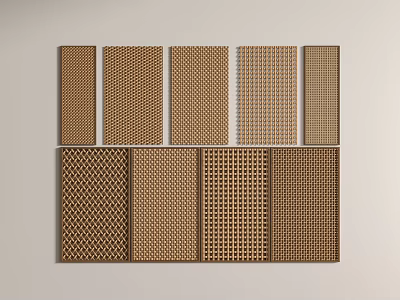 Decorative Wooden Room Dividers With Various Lattice Patterns And Perforated Designs 3d model