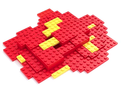 Red and Yellow Building Blocks of Various Shapes Stacked in Creative Arrangement 3d model