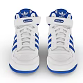 Adidas Classic High Top Shoes With White And Blue Three Stripes Design