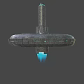 Futuristic Circular Space Station Structure With Central Column And Blue Glow