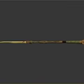 Golden Decorative Spear Weapon With Green Brown Handle And Sharp Tip 3d model