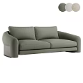 Modern Light Colored Fabric Double Sofa With Simple Design And Comfortable Seats 3d model