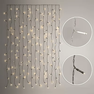 Decorative Curtain String Lights with Warm LED Bulbs and Plug Detail View 3d model