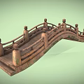 Chinese Style Stone Bridge With Arched Structure Decorative Railings And Posts 3d model