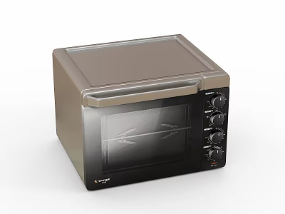 Modern Stainless Steel Microwave Oven With Glass Door And Control Knobs 3d model