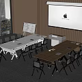 Conference tables and chairs Training tables and chairs Lecture table Projection screen 3d model