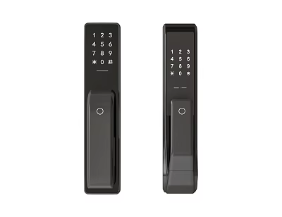 Modern Black Smart Door Handle With Digital Keypad And Fingerprint Scanner 3d model
