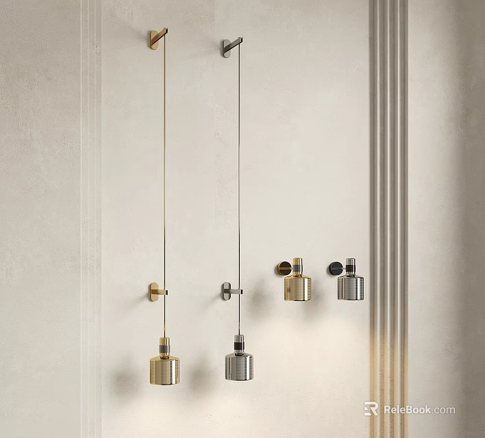 Stylish Modern Wall Lamps With Brass And Silver Finish For Interior Decor 3d model 