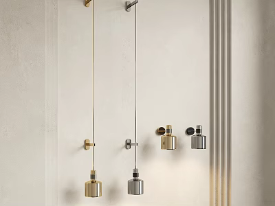 Stylish Modern Wall Lamps With Brass And Silver Finish For Interior Decor 3d model