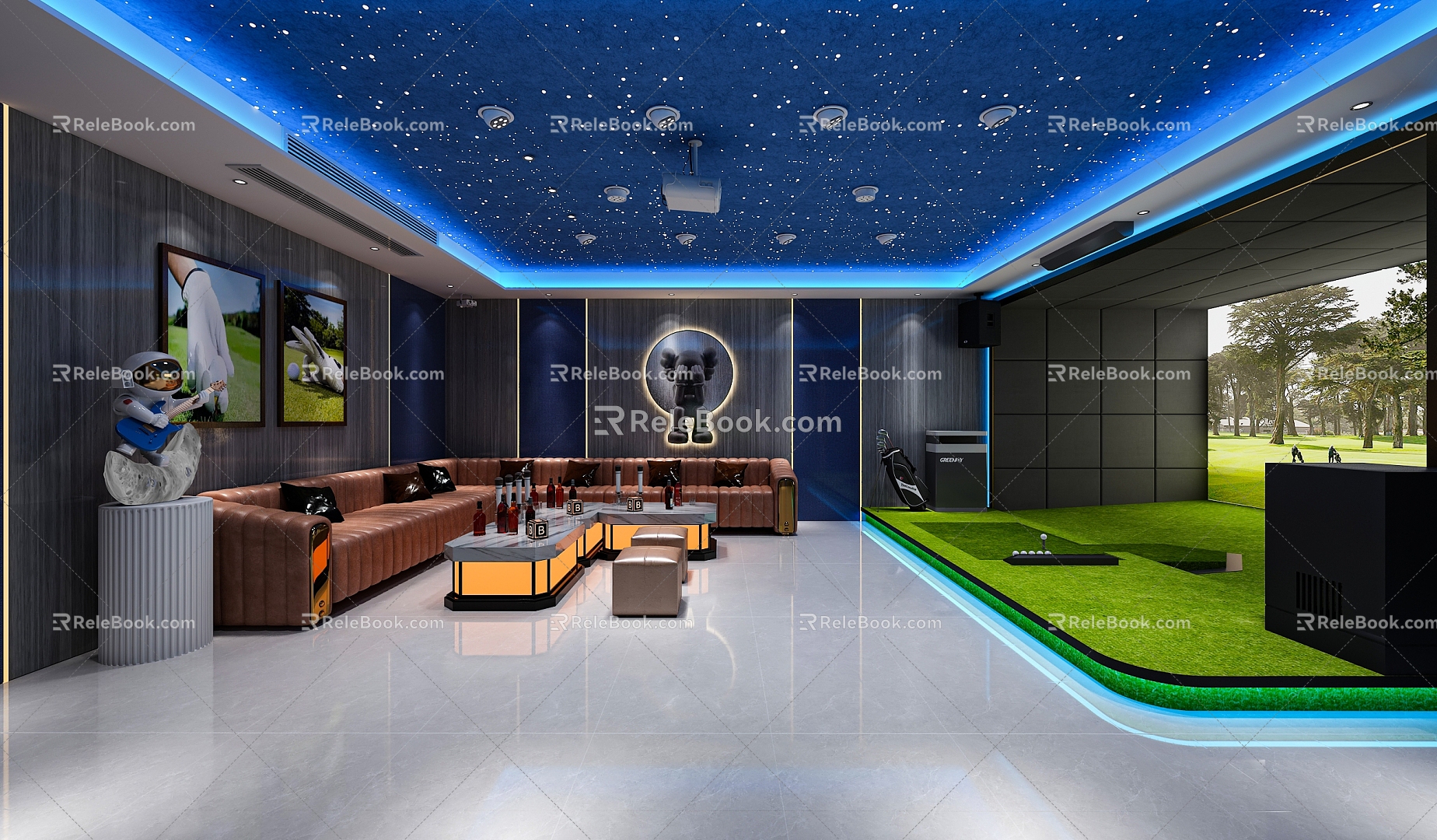 Golf Room Recreation Room Basement Indoor Golf 3d model