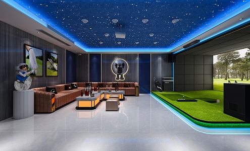 Golf Room Recreation Room Basement Indoor Golf 3d model