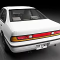 White Classic Sedan With Round Headlights Shiny Exterior And Vintage Design