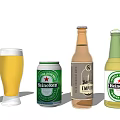 Assorted Beer Bottles Cans and Glasses with Heineken Empire Brand Labels