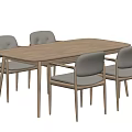 Modern Wooden Dining Table Set With Four Upholstered Chairs And Sleek Design 3d model