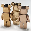 Decorative Gold Bronze Metal Bear Figurines With Textured Surfaces For Home Decor