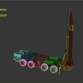 Green Military Missile Launch Vehicle With Vertical Missile And Eight Wheels