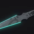High Tech Dagger With Glowing Green Lines Sharp Blade And Mechanical Handle Design 3d model