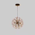 Elegant Dandelion Shaped Golden Ceiling Light with Multiple Bulbs and Chain Design