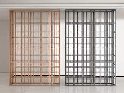 Grid Style Metal Room Dividers In Copper And Gray For Interior Space Decoration 3d model